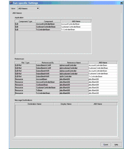 Duke's Bank JNDI Names