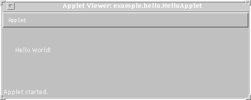 Screenshot of the running Hello World applet.